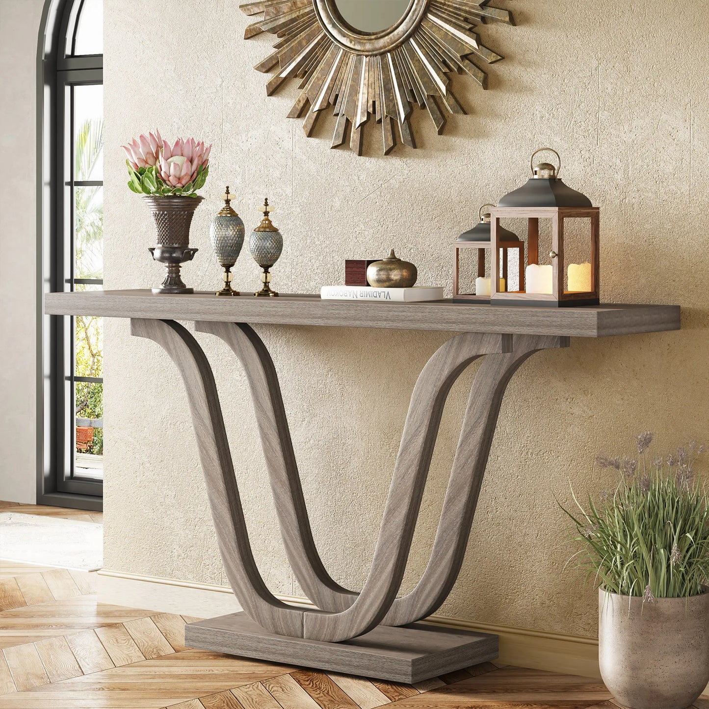 Tribesigns Farmhouse Console Table - 55 Inch Wood Sofa Table - Entryway Table - Industrial Rustic Narrow Hallway Tables
