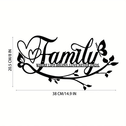 Home Decor, Wall Metal Home Sign, Black Wall Art Flower Letter Sign, Metal Happy Wall Art, for Home Wall Decorations