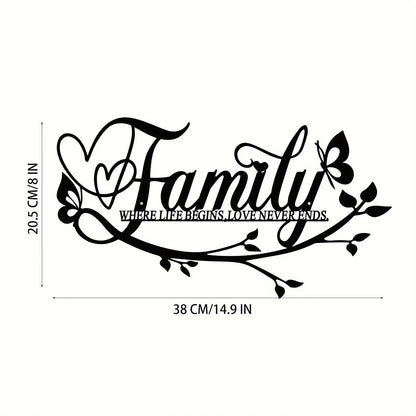 Home Decor, Wall Metal Home Sign, Black Wall Art Flower Letter Sign, Metal Happy Wall Art, for Home Wall Decorations