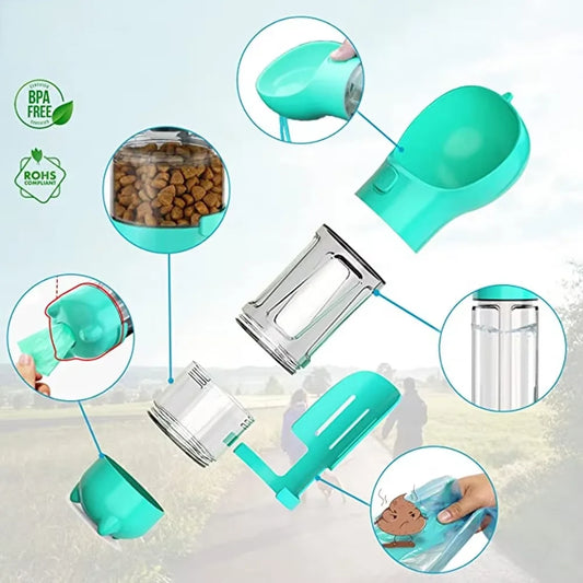 Portable Pet Dog Water Bottle For Small, Large Dogs - Travel Puppy, Cat Drinking Bowl Outdoor Pet Water Dispenser & Feeder with shovel & Pet's Poo Bags
