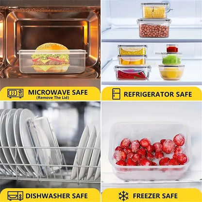Kitchen Storage Container Set - 24 Pcs - Dishwasher Safe - Reusable Plastic Bins with Flip Lids - Fruits, Vegetables & Meats