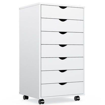 7 Drawer Dressers - Storage Rolling Cabinet - Wooden