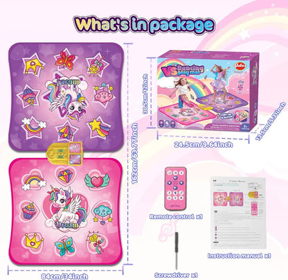 Unicorn Dance Mat x2 For Girls - A 9-Level Dancing Game - Indoor Or Outdoor Music Play Mat