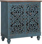 Sophia & William Accent Cabinet with 2 Doors - Distressed Storage Cabinet with Wood Frame and Checkered Patterns - Other Designs