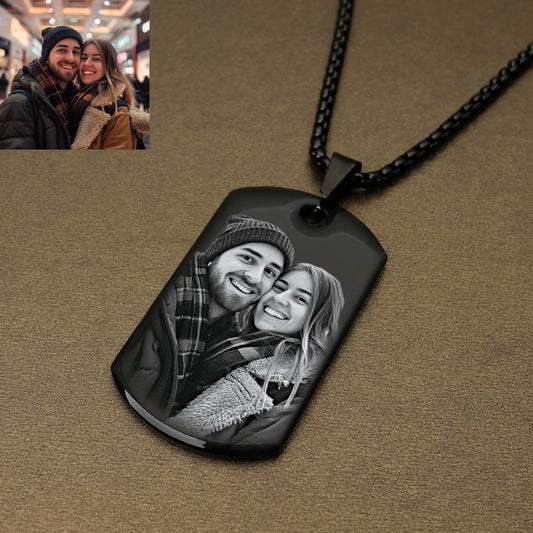 Personalized Engraved Custom Photo and Message Necklace Pendant, Dog Tags