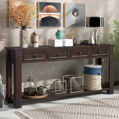 Console Table for Entryway, Hallway Or Sofa Table with Storage Drawers and Bottom Shelf