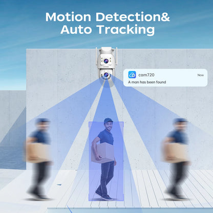 Lenovo 2025 4K WiFi Surveillance Camera - 5G WiFi, Outdoor Dual Lens, PTZ IP Cameras, Auto Tracking, Audio, Video ONVIF Security CCTV Camera