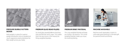 Gray Casual Weighted Blanket - For Stress, Insomnia, Anxiety, Heavy Thickened Blanket with Premium Glass Beads