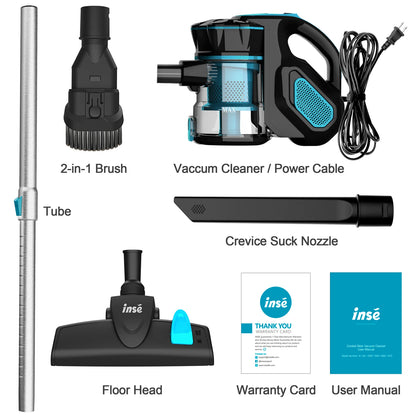 Vacuum Cleaner - Corded INSE I5 18Kpa Powerful Suction - 600W Motor Stick Handheld Vaccum Cleaner for Home - Attachments