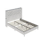 Bed Frame w/ A Wingback Headboard - LED Lights & Charging Station - Modern Upholstered Platform with Diamond Button Tuff