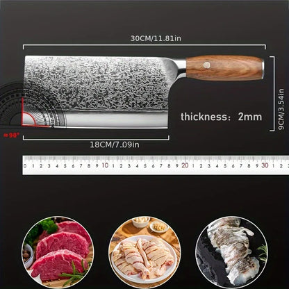1pc Damascus Japan Kitchen Knife _ Professional Japanese VG-10 Steel Meat Cleaver Knife for Meat Cutting - Sharp Hand Forged