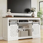 Farmhouse TV Stand for 27-65 Inch TV - Tall Entertainment Center with Storage Cabinets and Sliding Barn Doors