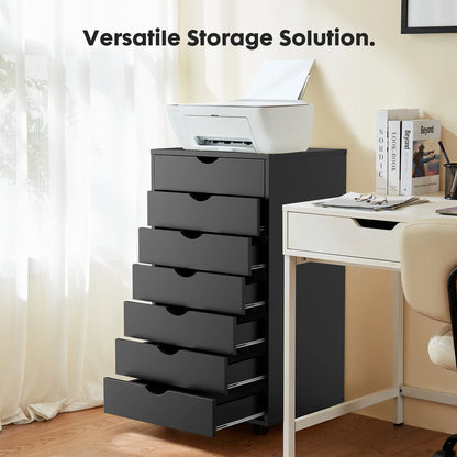 7 Drawer Dressers - Storage Rolling Cabinet - Wooden