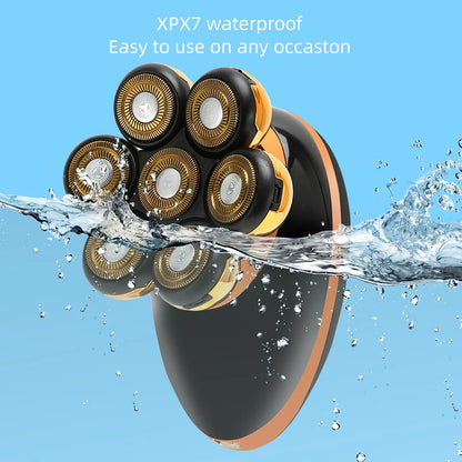 IXP7 Waterproof Floating Men's Electric Shaver - Wet/Dry Beard Trimmer - Electric Razor - Rechargeable - LCD Display + Accessories