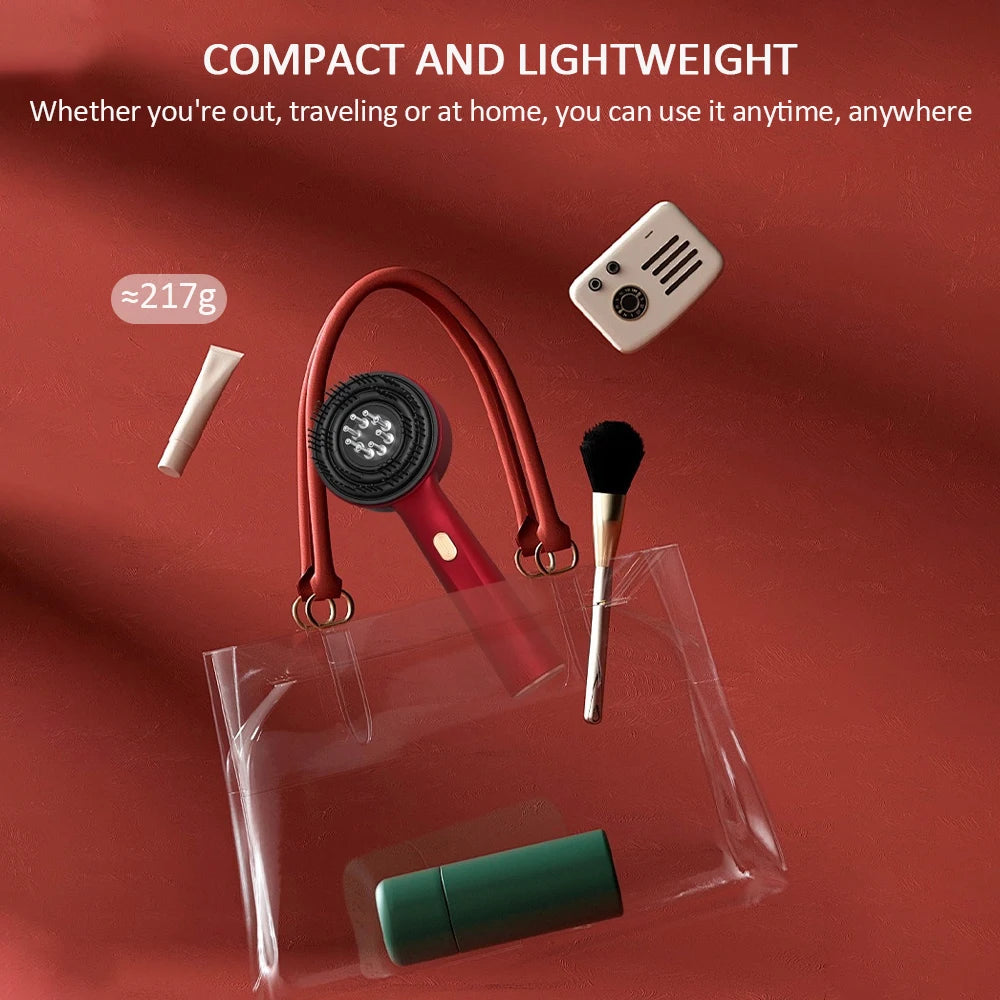 Electric Vibration Massage & Volume Comb - Red Light Therapy - Hair Growth Massage Scalp Brush, Anti Hair Loss & Liquid Oil Applicator Hair Care