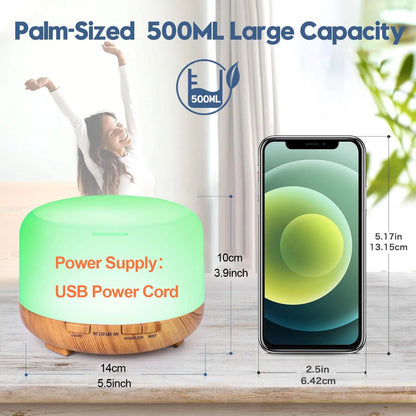 500ML Aromatherapy Oil Diffuser - Auto Shut Off (When Water Runs Out) - Essential Oil Aroma Diffuser - Humidifier - W/Remote
