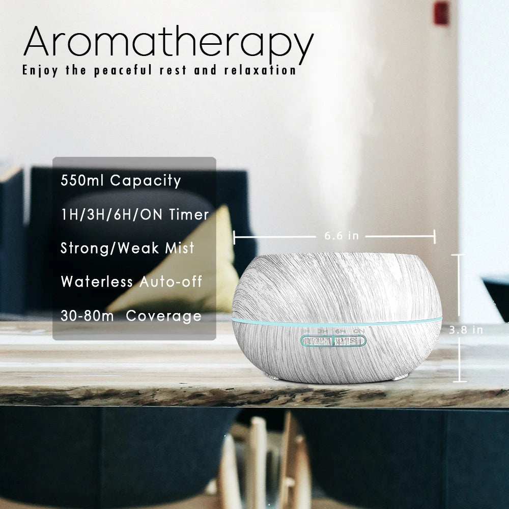 Gift of Wellness Premium Wood Diffuser Set w/6 Essential Oils & Remote - Perfect Housewarming Gift