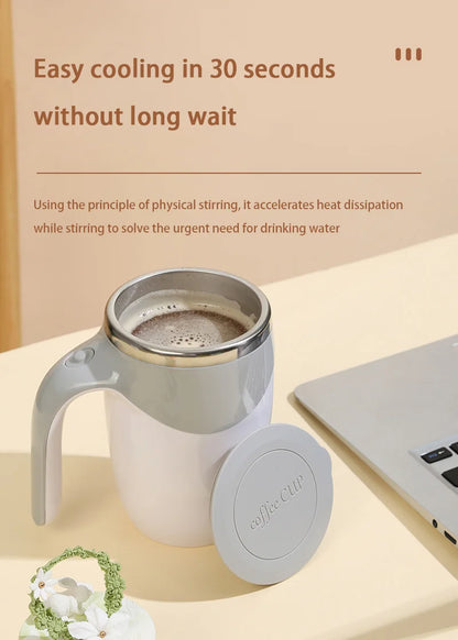 Automatic Stirring Coffee Mug - Magnetic, Electric, Stainless Steel, Self Mixing Coffee Mug