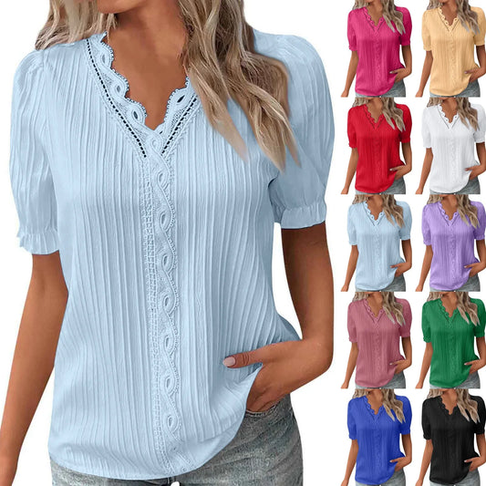 Ladies Summer Hollow Short-Sleeved Tops -Tops For Women, Summer Clothes