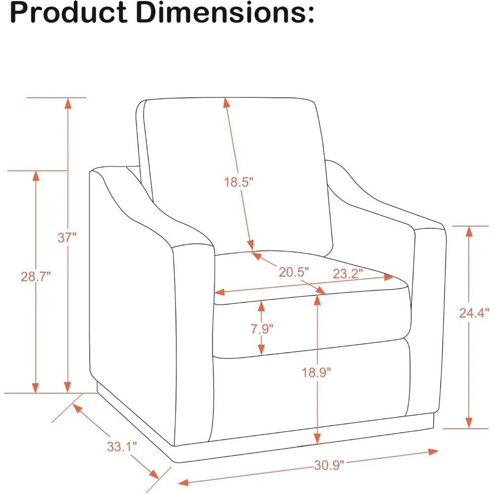 Swivel Accent Chair - Upholstered Modern Armchair - 2-in-1 Convertible, Stationary Single Sofa Chair with Pet-Friendly Fabric