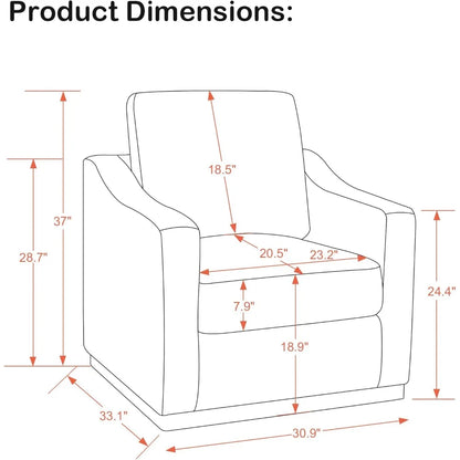 Swivel Accent Chair - Upholstered Modern Armchair - 2-in-1 Convertible, Stationary Single Sofa Chair with Pet-Friendly Fabric