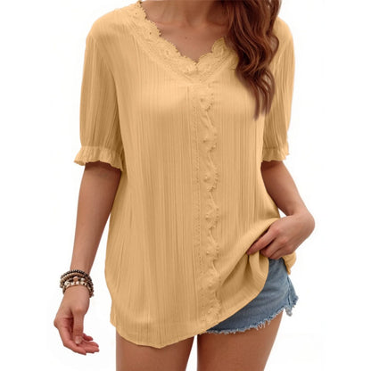 Ladies Summer Hollow Short-Sleeved Tops -Tops For Women, Summer Clothes