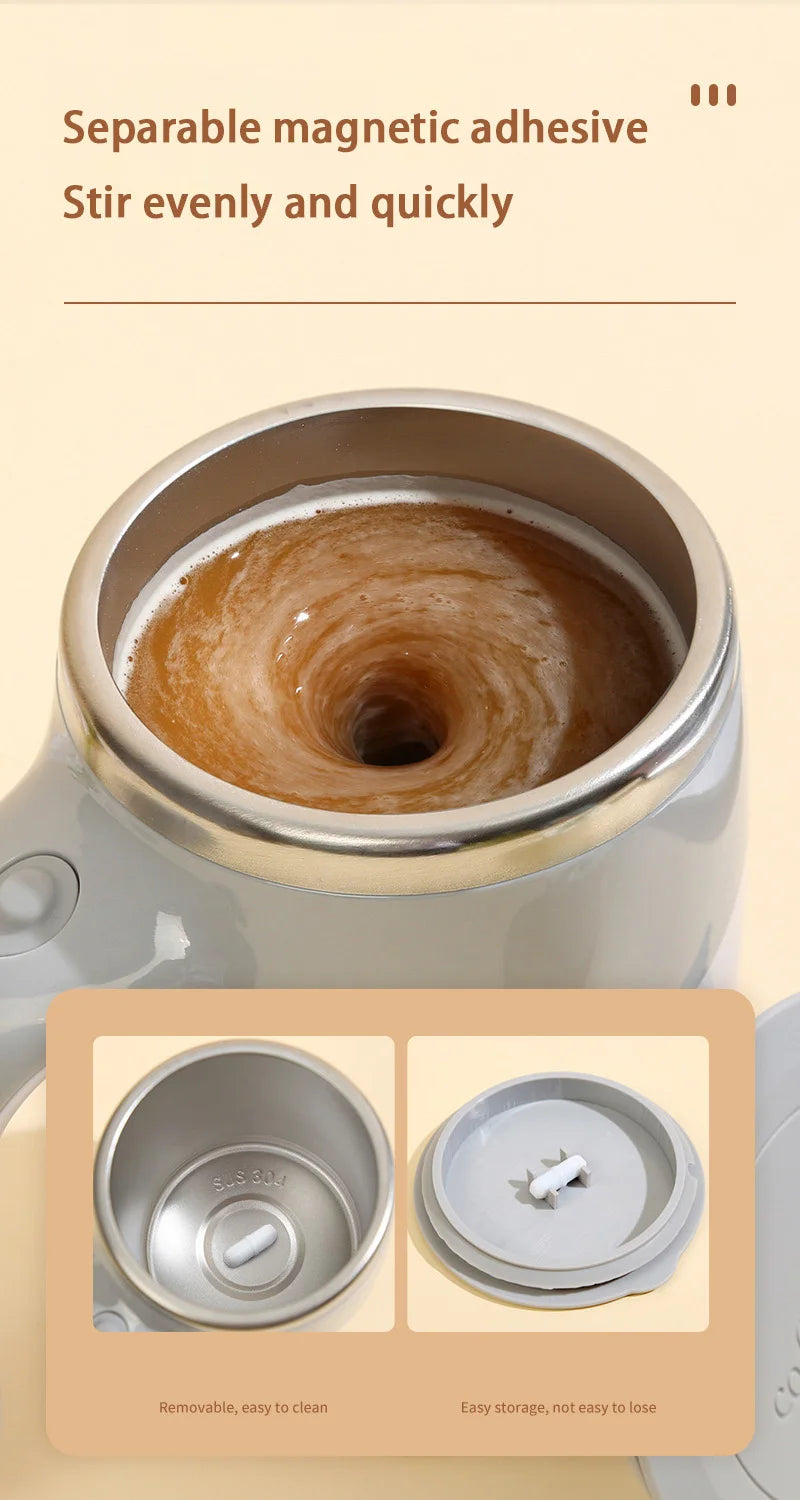 Automatic Stirring Coffee Mug - Magnetic, Electric, Stainless Steel, Self Mixing Coffee Mug