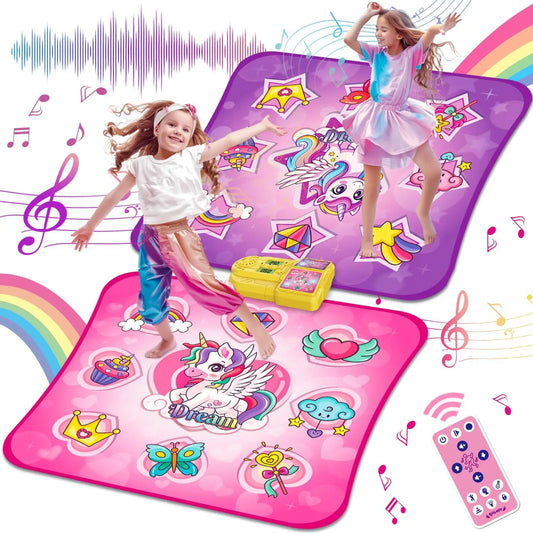 Unicorn Dance Mat x2 For Girls - A 9-Level Dancing Game - Indoor Or Outdoor Music Play Mat