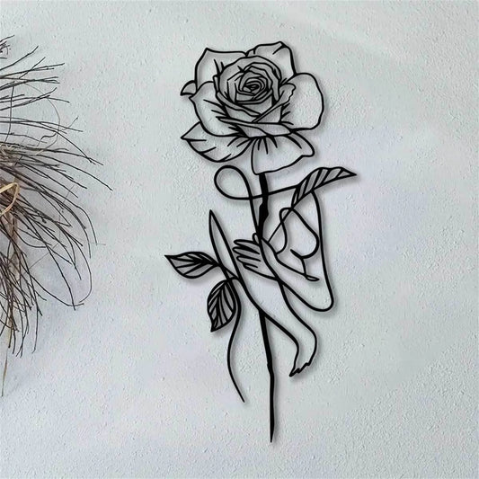 Black Metal Rose for Wall Decor - 3D Flower