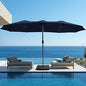 15ft Large Patio Umbrella with Base Included - Outdoor Double-Sided Umbrella with Crank Handle - Powerful UV Protective, for Poo