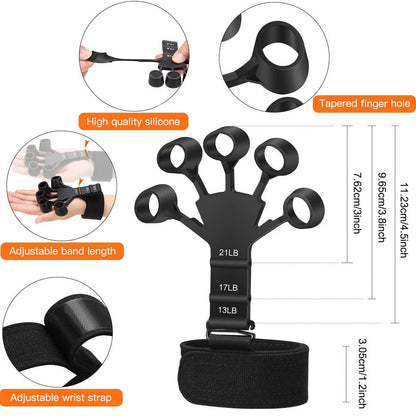 Adjustable Grip Strength Trainer Wrist & Finger Exerciser Hand Grip Strengthener - Muscle Building - Injury Recover Expander Kit