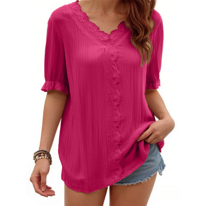 Ladies Summer Hollow Short-Sleeved Tops -Tops For Women, Summer Clothes