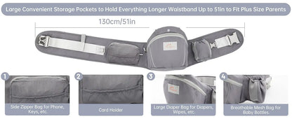Baby Carrier - Newborn to Toddler - Toddler Carrier with Hood - All Seasons & All Position - Baby Hip Carrier