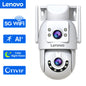 Lenovo 2025 4K WiFi Surveillance Camera - 5G WiFi, Outdoor Dual Lens, PTZ IP Cameras, Auto Tracking, Audio, Video ONVIF Security CCTV Camera