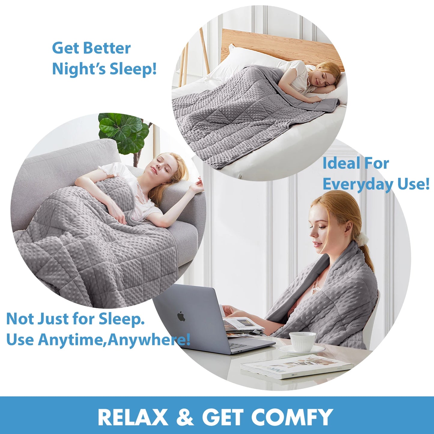 Gray Casual Weighted Blanket - For Stress, Insomnia, Anxiety, Heavy Thickened Blanket with Premium Glass Beads