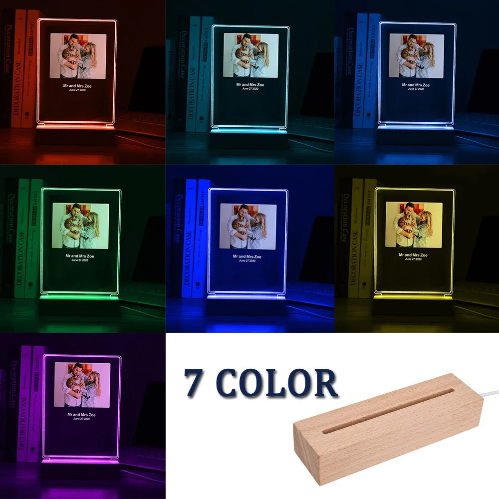 Personalized 3D Night Light Custom Photo And Text - 7 Color - 3D Lamp Gifts