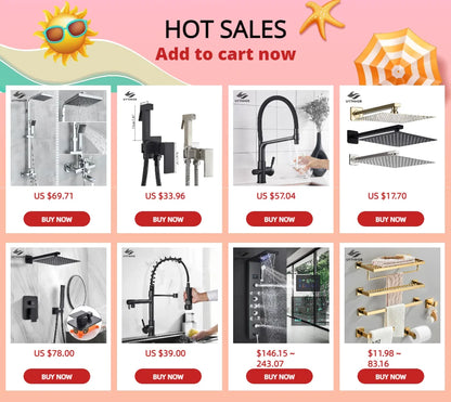 Luxury Bathroom Shower Faucet - LED Rainfall Shower Panel System - Massage Spa, Temperature w/Screen