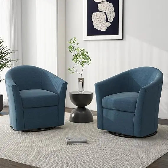 Swivel Accent Armchair - Modern Round Single Sofa Seating Comfy Reading Barrel Chairs - For Living Room, Bedroom or Office