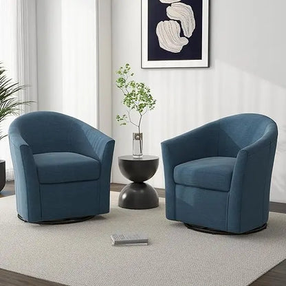 Swivel Accent Armchair - Modern Round Single Sofa Seating Comfy Reading Barrel Chairs - For Living Room, Bedroom or Office
