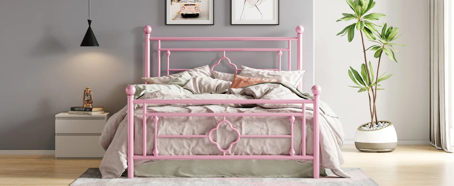 Metal Platform Bed Frame - Vintage Victorian Modern Style - Wrought Iron Headboard and Footboard
