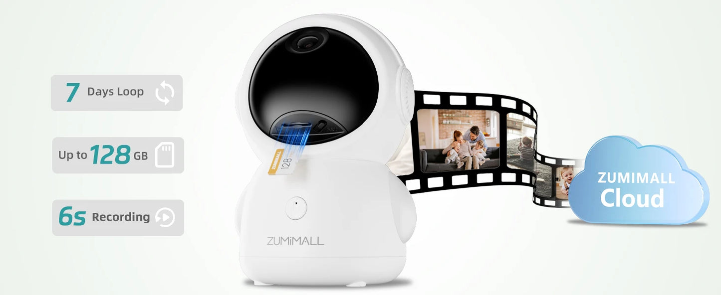 Wireless Security Camera - 5G/2.4G WiFi - Baby/Elderly/Pet Monitor w/ Camera and Audio - One-Click Call - Auto Tracking - Cry/PIR/AI