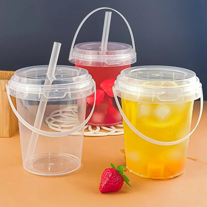 10pcs 33.81oz Large Plastic Cups with Lids & Straws - Reusable, Bpa-Free. Beverage Tumblers for Iced Drinks