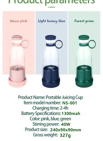 Electric Juice Blender -16FL OZ. - 6 Blades - USB Portable Charger