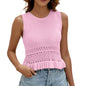 Summer Clothes - Women's Knitted Sleeveless Top With Hollow Hem