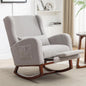 Rocking Chair with Foot Rest - Wingback Nursery Rocking Chair - Teddy Nursing Rocker Chair with Pillow