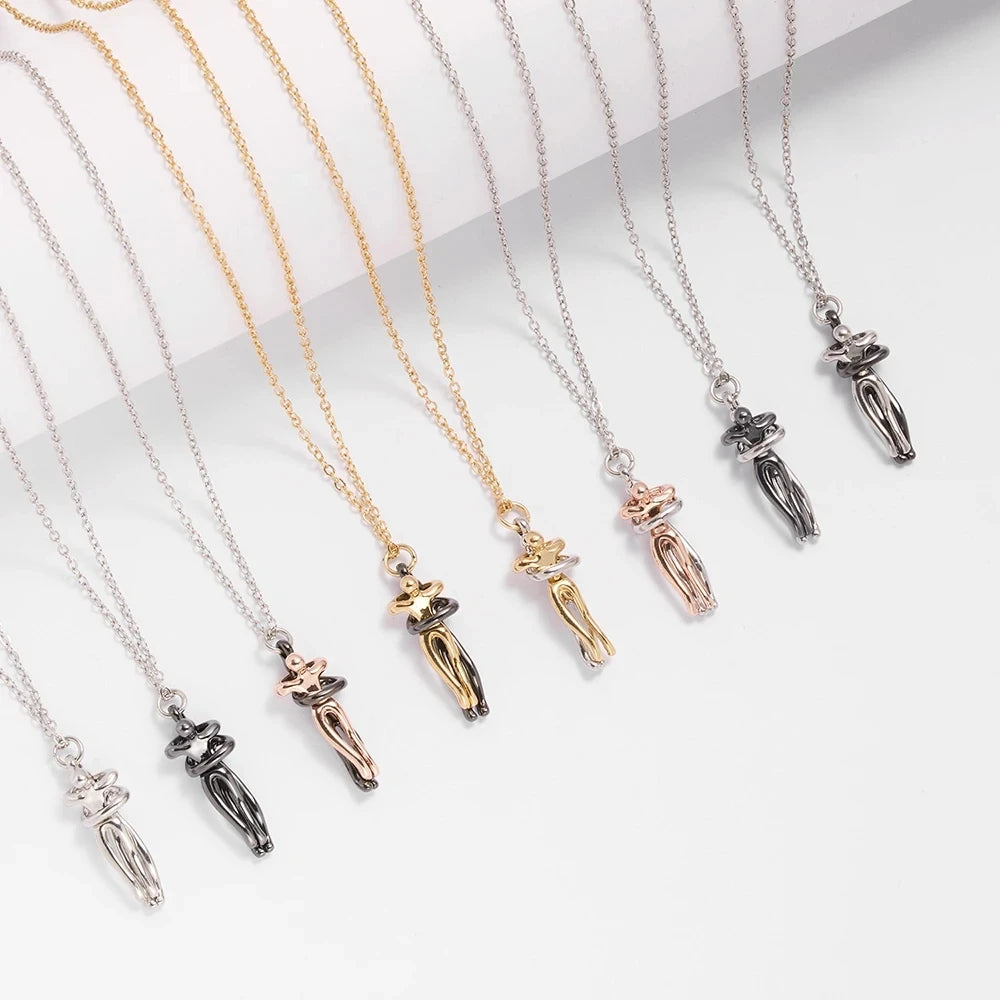 Hugging Necklace Jewelry - Choker Hug Pendant & Chain - Unisex - Couples