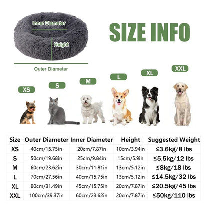 Fluffy Pets Dogs Or Cats Bed - Large Round Bed - Super Warm & Soft - Cat House - Plush Cat Nest - Small Dog Cuddles - 16''-39''