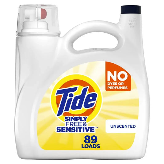 Tide Free & Sensitive - Gentle Unscented Liquid Laundry Detergent Cold Wash - 117floz 89 Loads - Eco-Friendly Concentrated Formula