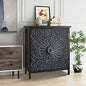 Sophia & William Accent Cabinet with 2 Doors - Distressed Storage Cabinet with Wood Frame and Checkered Patterns - Other Designs