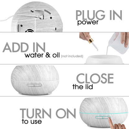 Gift of Wellness Premium Wood Diffuser Set w/6 Essential Oils & Remote - Perfect Housewarming Gift